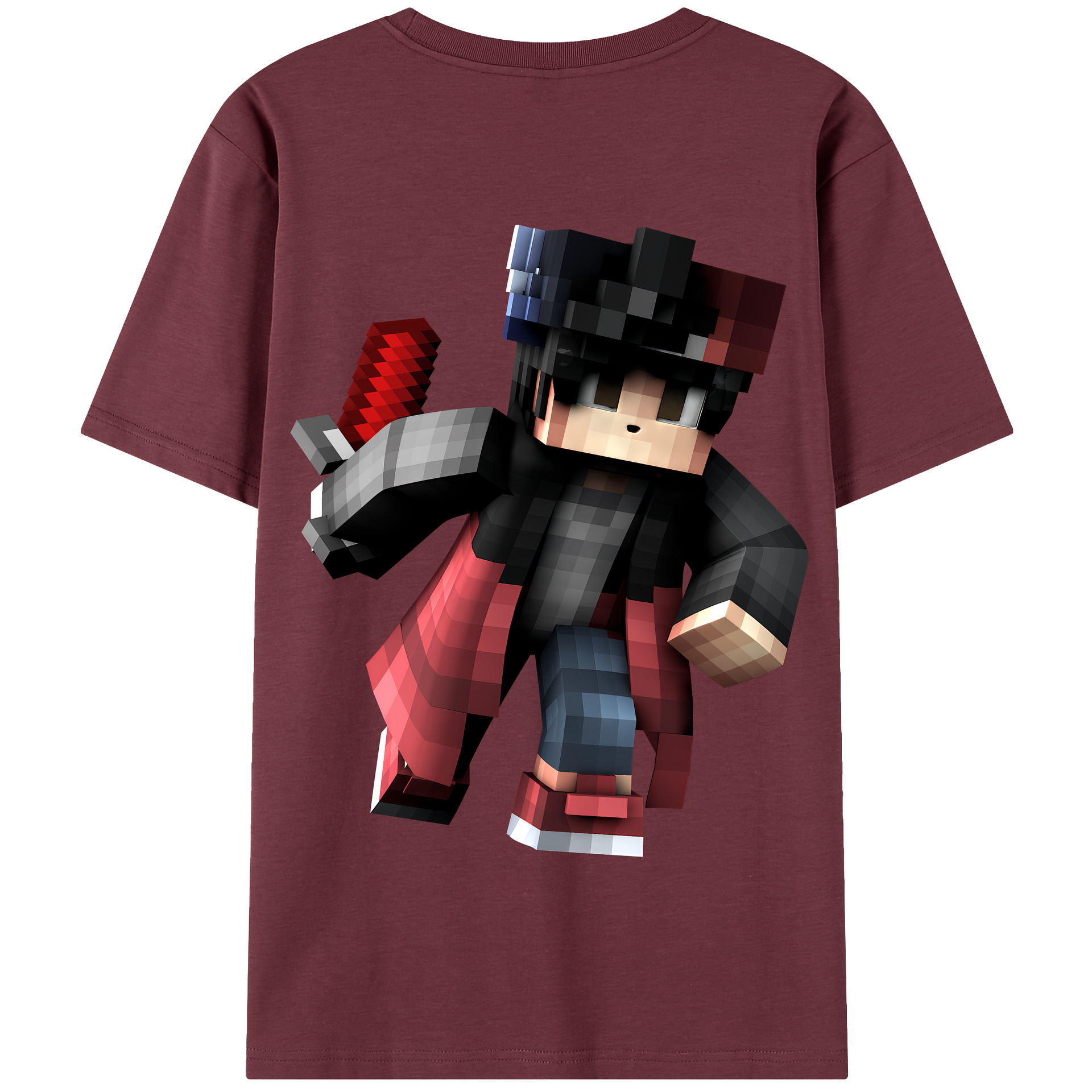 （画像用） マインクラフト ブロックの世界 Minecraft MC Block world 綿100％半袖Tシャツ（背面プリント）